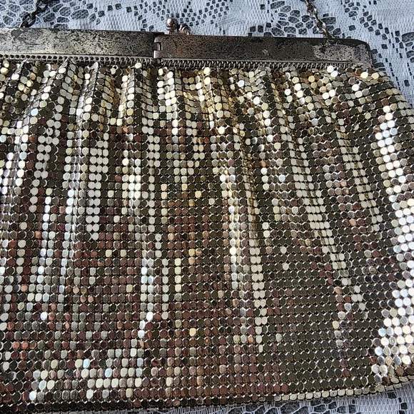 Vintage 1950s Whiting & Davis Gold Mesh Evening Bag Style 2908 Made in USA